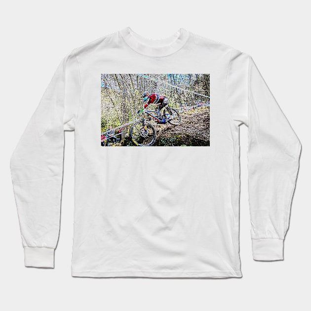 mtb downhill Long Sleeve T-Shirt by rickylabellevie